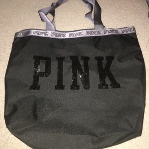 Victoria Secrets Pink black sequin tote bag